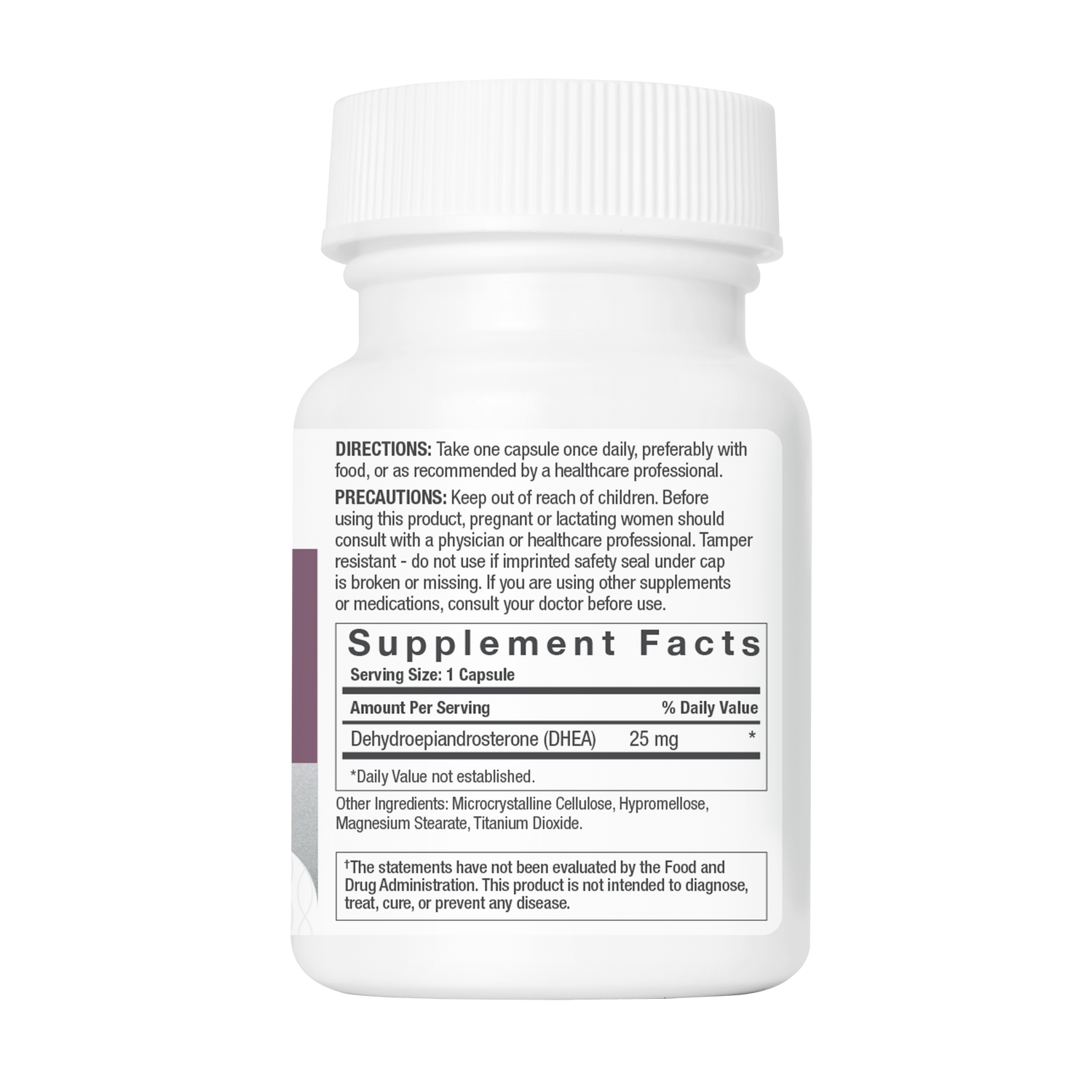 Bottle of DHEA in vegetarian capsules to help support optimum hormone levels for female reproductive health