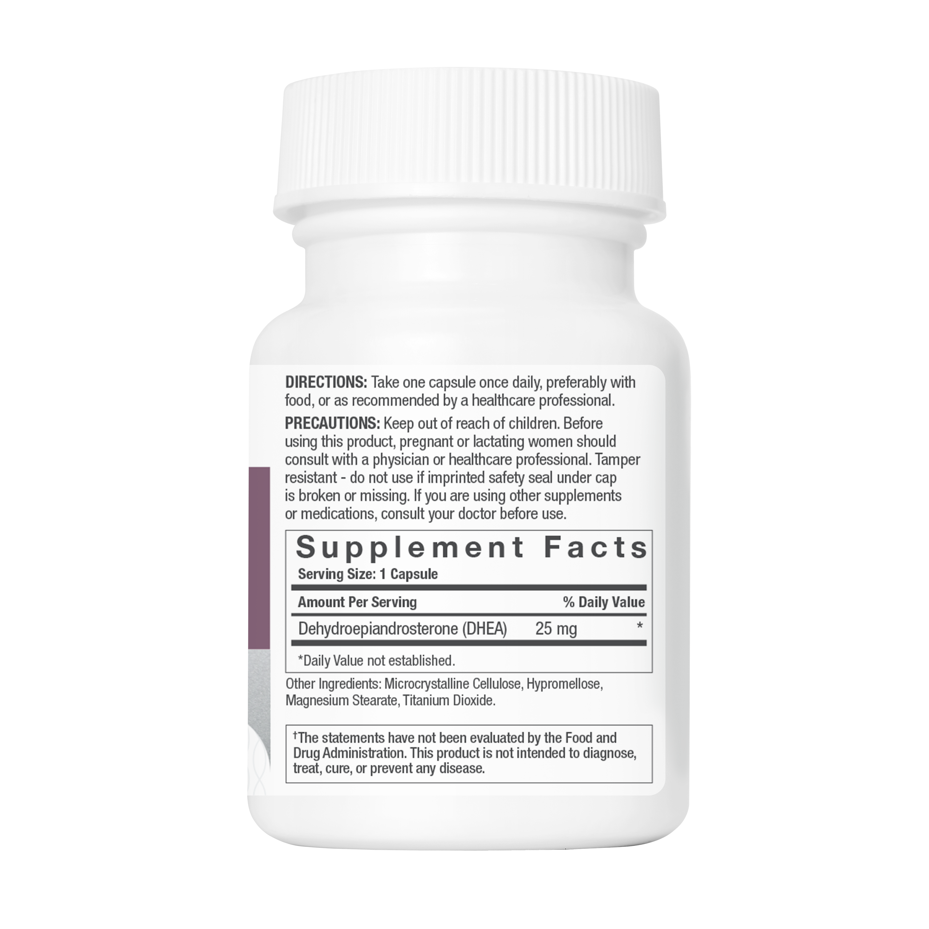 Bottle of DHEA in vegetarian capsules to help support optimum hormone levels for female reproductive health