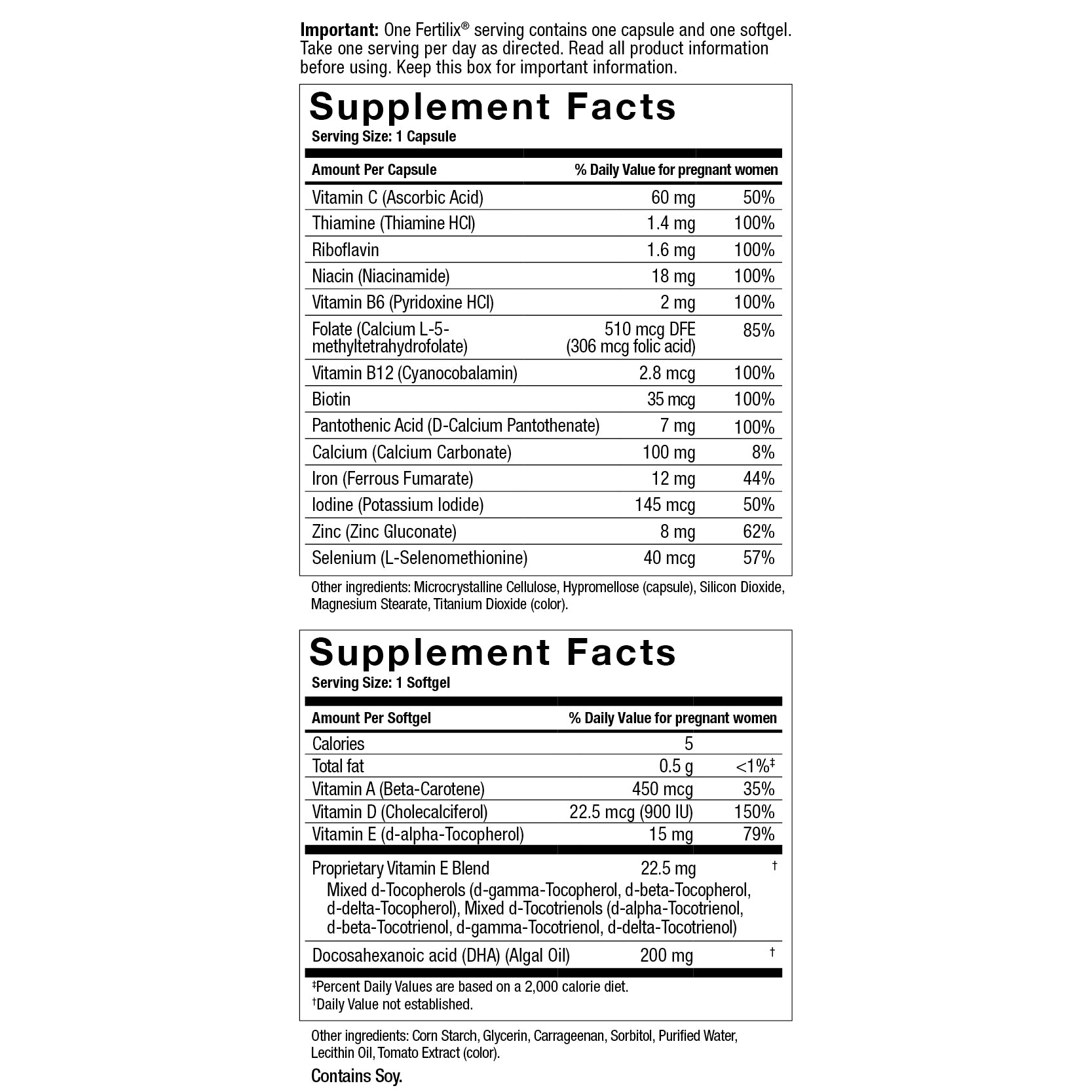 Prenatal dietary supplement for female reproductive health