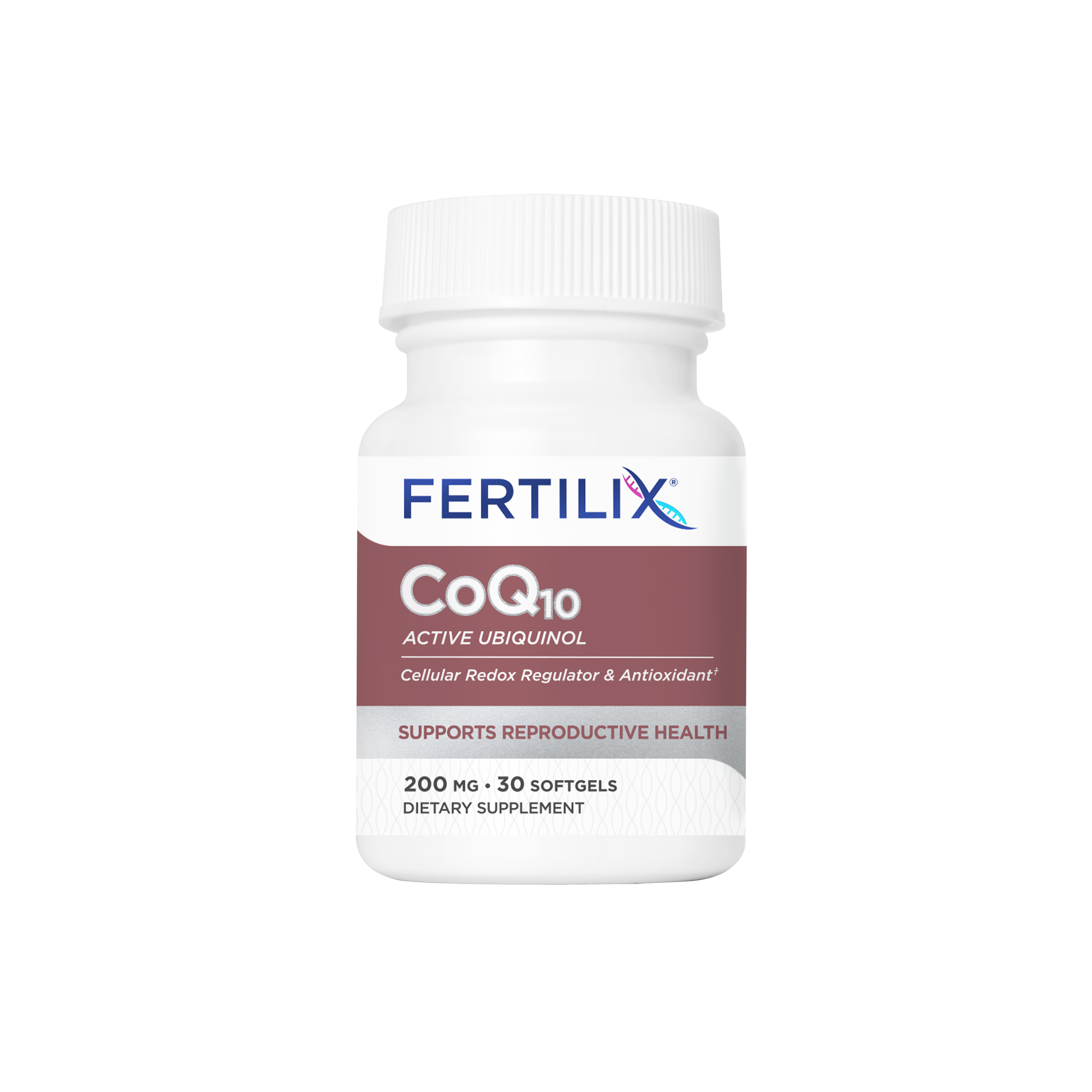 Bottle of CoQ10 (Ubiquinol) for added female fertility support