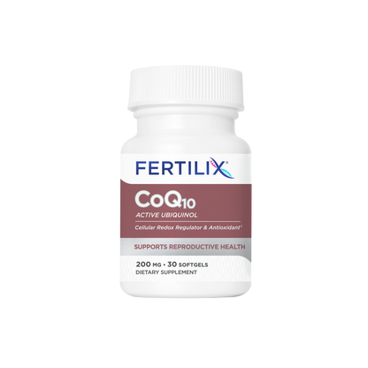 Bottle of CoQ10 (Ubiquinol) for added female fertility support