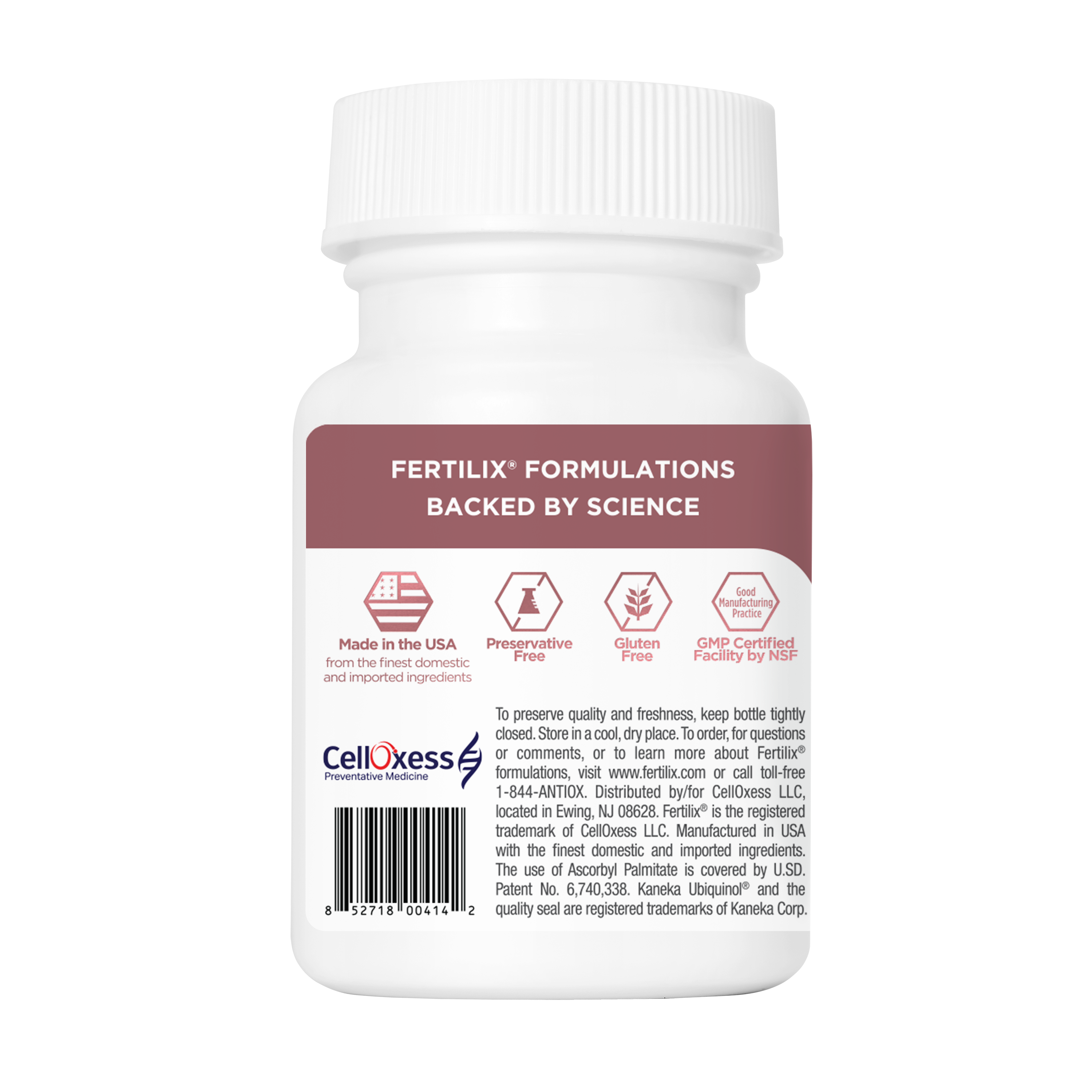 Bottle of CoQ10 (Ubiquinol) for added female fertility support