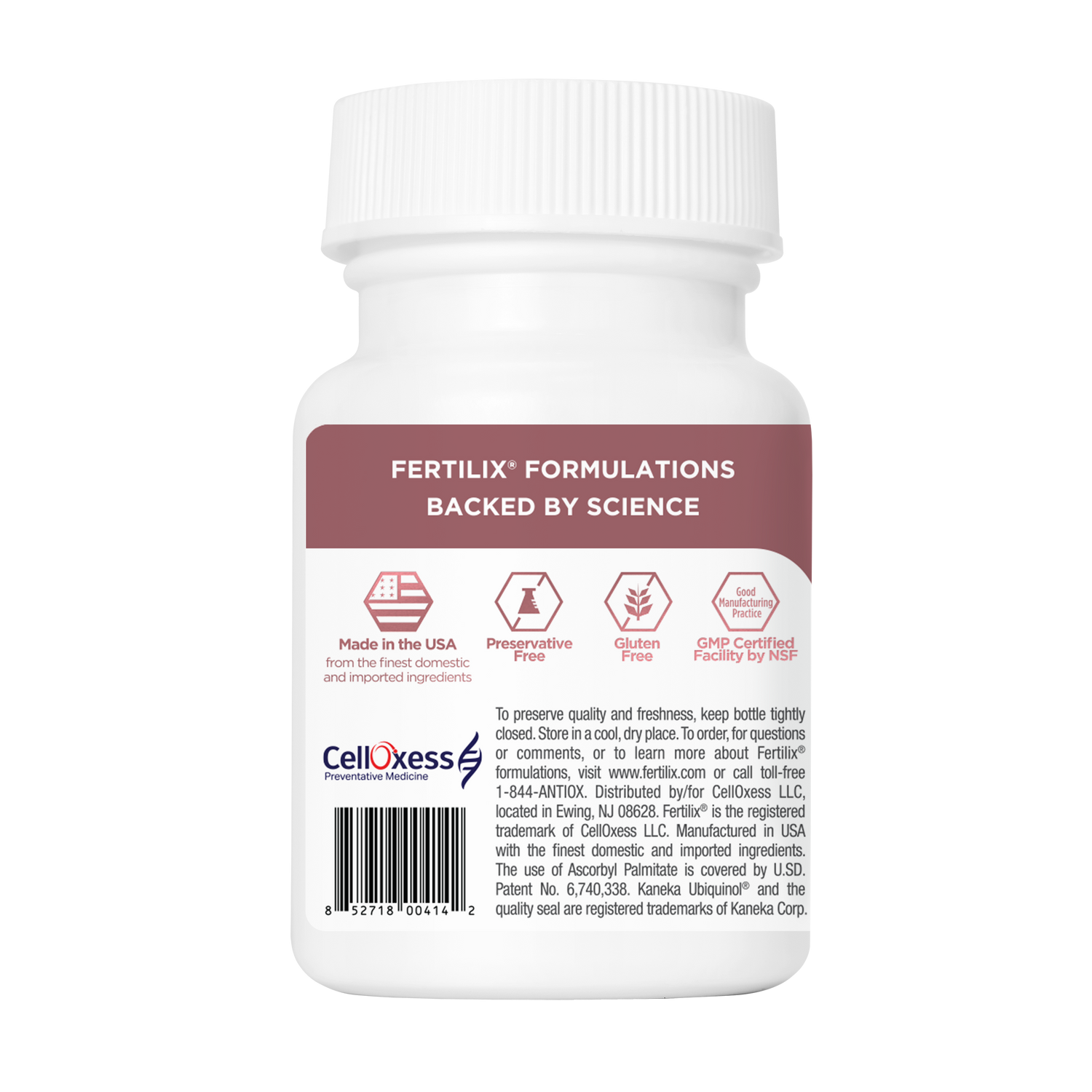 Bottle of CoQ10 (Ubiquinol) for added female fertility support